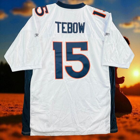 Denver Broncos Jersey Mens 4XL NFL Football Tim Tebow 15 Reebok Sewn Mesh - Picture 1 of 13